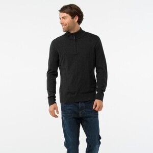 Smartwool Sparwood Half Zip Sweater in Charcoal Heather XL